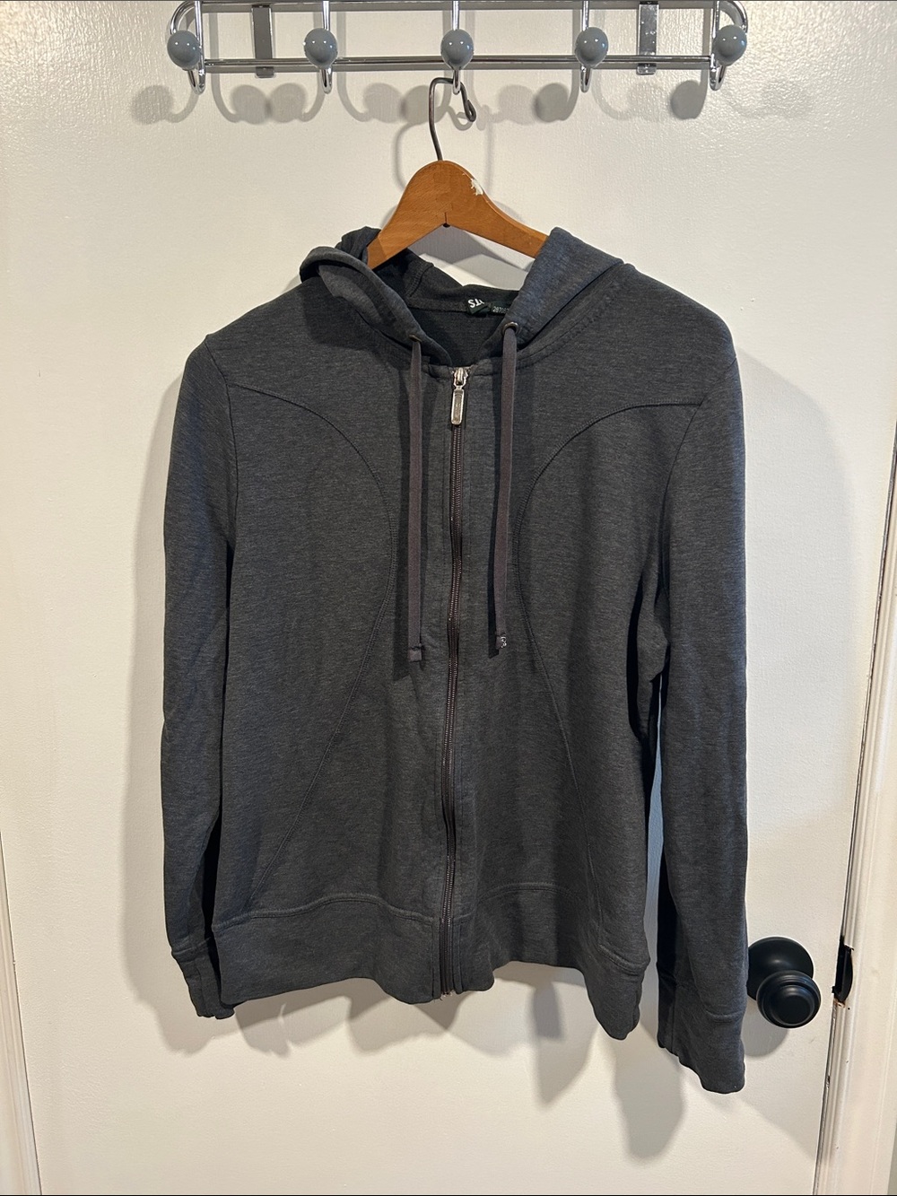 Roots Dark Charcoal Zip Hoodie with Silver Zipper